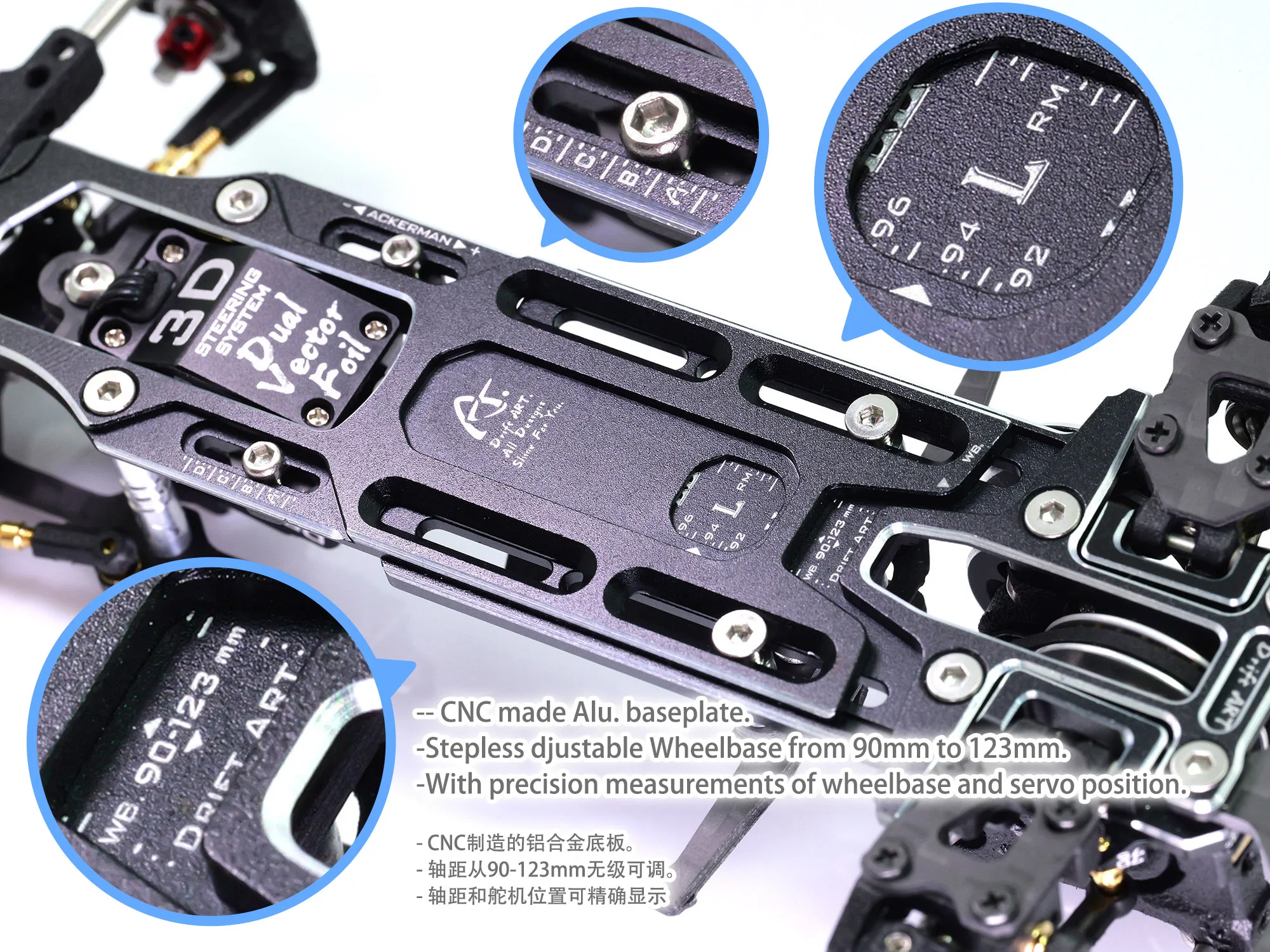 99140-DriftART4: 99140 DriftART4 1/24 1/28 Factory Assembled Chassis Mini RWD Drift Chassis (Without electronic) - Image 3