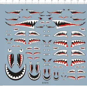 1/144 1/72 1/48 1/32 Scale USSAF Airforce Airplane Shark Jaw Model Water Slide Decal