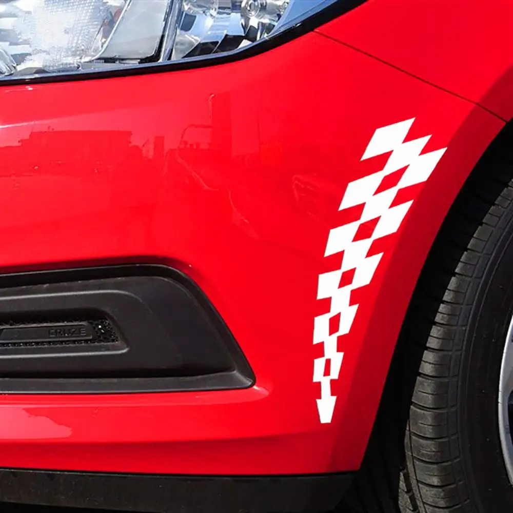 2PCS Universal Racing Stickers Vehicle Car Decals Wheel Eyebrow Checkered Flags Safety Reflector Vinyl Stickers Prevention Decor - Image 4