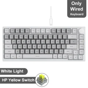 [AK820 White Gray] Ajazz AK820/AK820Pro Gaming Mechanical Keyboard Bluetooth 5.1/Wireless/C-Wired Customized Keyboard with Knob Hot Swapping Gasket