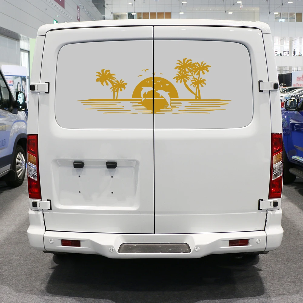 Car Stickers For Van Camper Horsebox Caravan RV Cargo Graphics Dolphins Swimming Styling Decor Decal Auto Tuning Accessories - Image 3