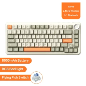 [Yellow-Fish Switch] Ajazz AK820/AK820Pro Gaming Mechanical Keyboard Bluetooth 5.1/Wireless/C-Wired Customized Keyboard with Knob Hot Swapping Gasket
