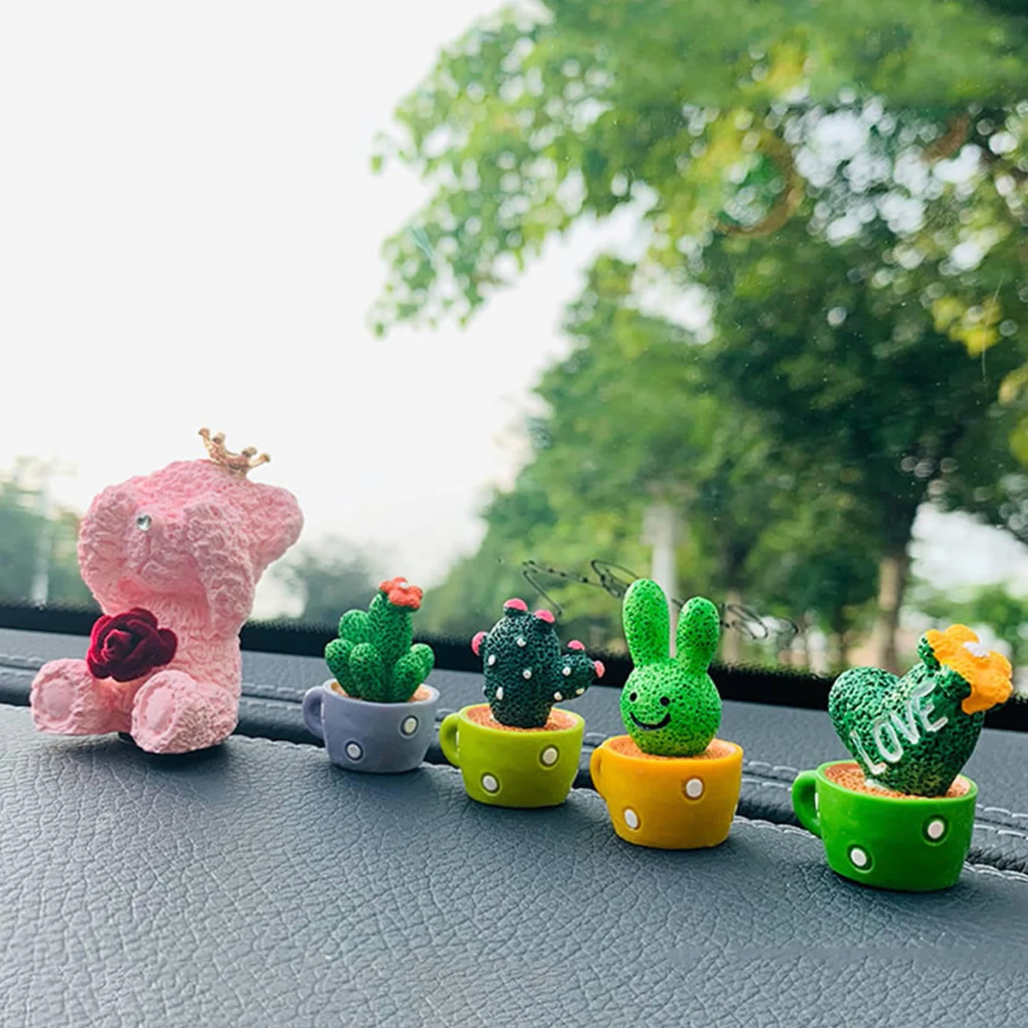 4pc/set Mini Simulation Succulent Cactus Resin Crafts Home Desktop Car Interior Decorative Ornaments - Image 4
