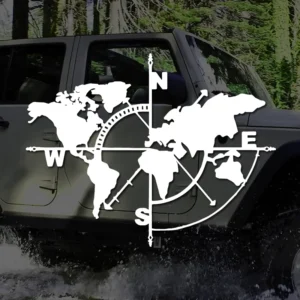 Compass World Map Art Decals Outdoor adventure designs  outdoor adventure stickers nature themed decorations durable vinyl