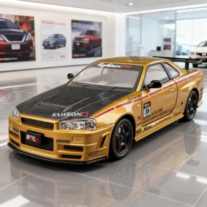 NEW 1:24 GTR R34 Skylin Racing car Alloy Car Model Sound and Light Pull Back Children's Toy Collectibles Birthday Gift