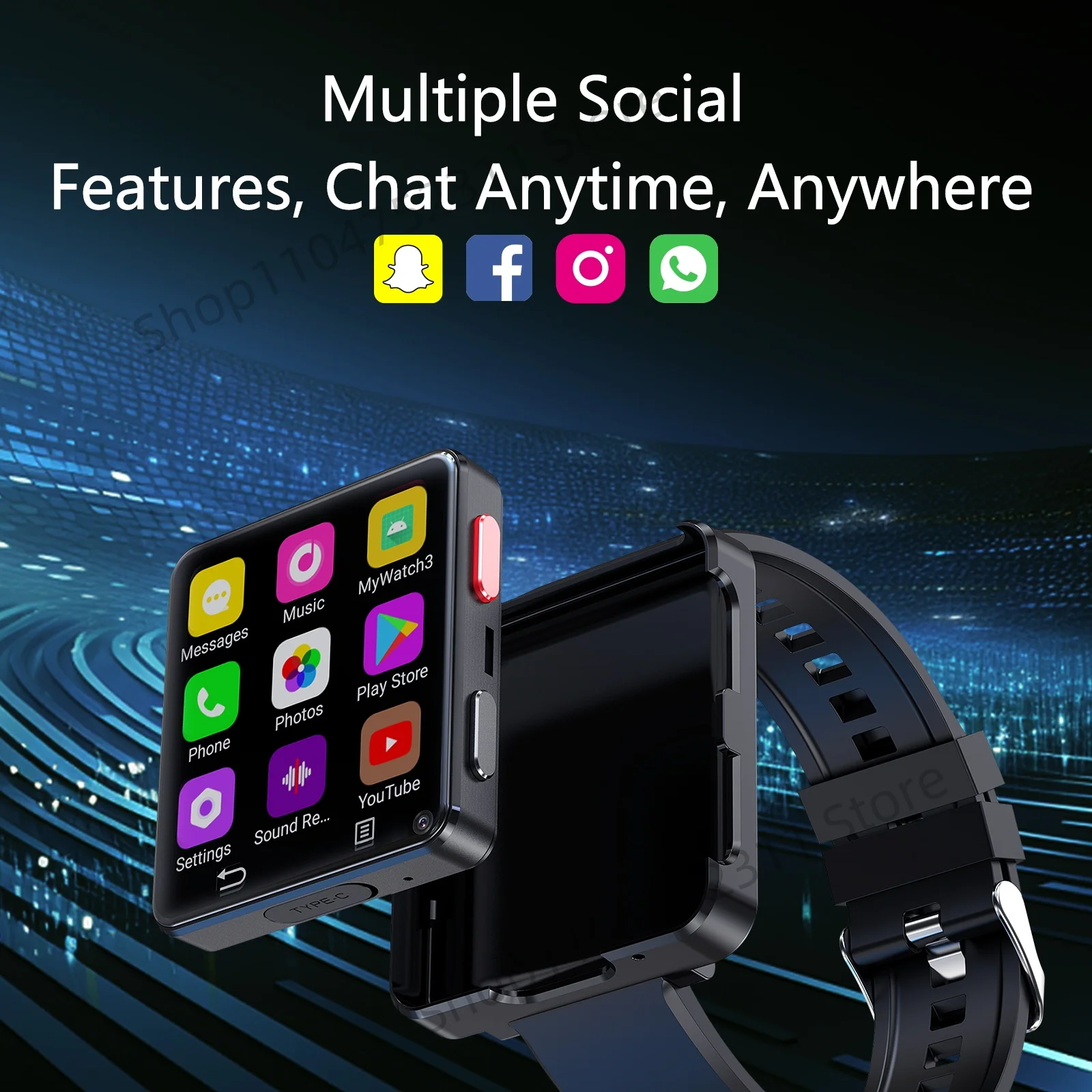   3GB-32GB  New 4G Smart Watch Android 11.0 OS Smartwatch 2.64 inch Large Screen 480*480 MTK6761 500W Dual Camera 1200mAH Battery Wifi GPS - Image 6