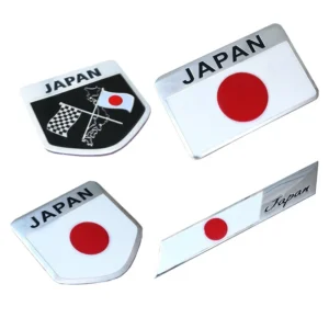 Japan Japanese Flag Shield Emblem Metal Badge Car Truck Motorcycle Body Bumper Garnish Styling Sticker Car Accessories
