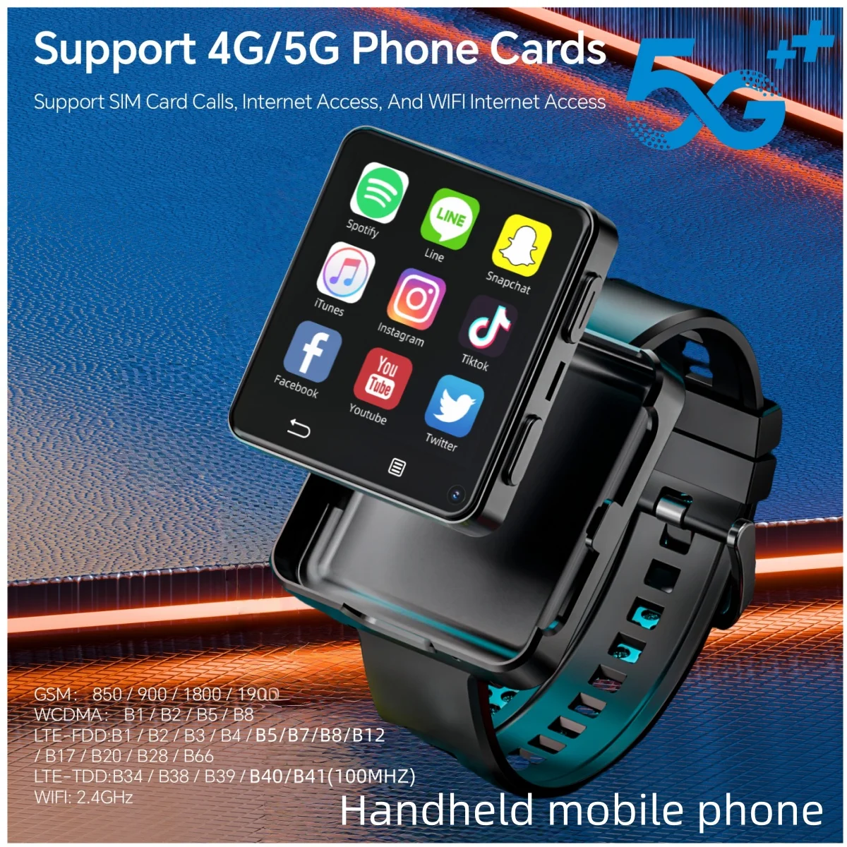   3GB-32GB  New 4G Smart Watch Android 11.0 OS Smartwatch 2.64 inch Large Screen 480*480 MTK6761 500W Dual Camera 1200mAH Battery Wifi GPS