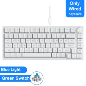 [AK820 White] Ajazz AK820/AK820Pro Gaming Mechanical Keyboard Bluetooth 5.1/Wireless/C-Wired Customized Keyboard with Knob Hot Swapping Gasket