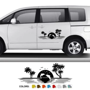 Car Stickers For Van Camper Horsebox Caravan RV Cargo Graphics Dolphins Swimming Styling Decor Decal Auto Tuning Accessories