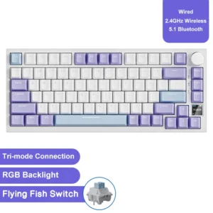 [AK820PRO Purple1] Ajazz AK820/AK820Pro Gaming Mechanical Keyboard Bluetooth 5.1/Wireless/C-Wired Customized Keyboard with Knob Hot Swapping Gasket