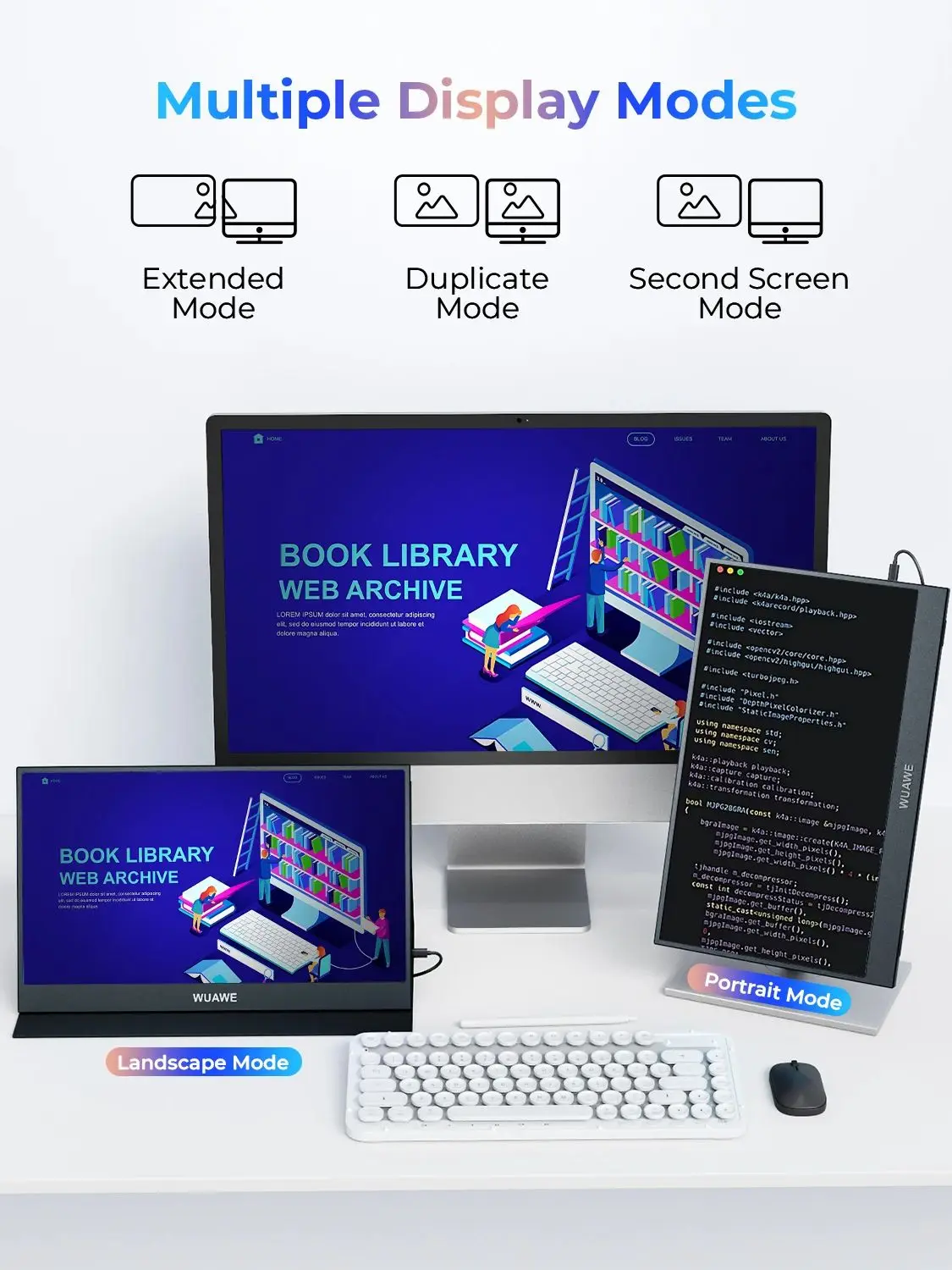 WF156-60B: 15.6 inch WUAWE Portable Monitor for Laptop 16:9 1080P 60HZ Gaming IPS Display LCD FHD External Second Computer Screen for Phone - Image 4