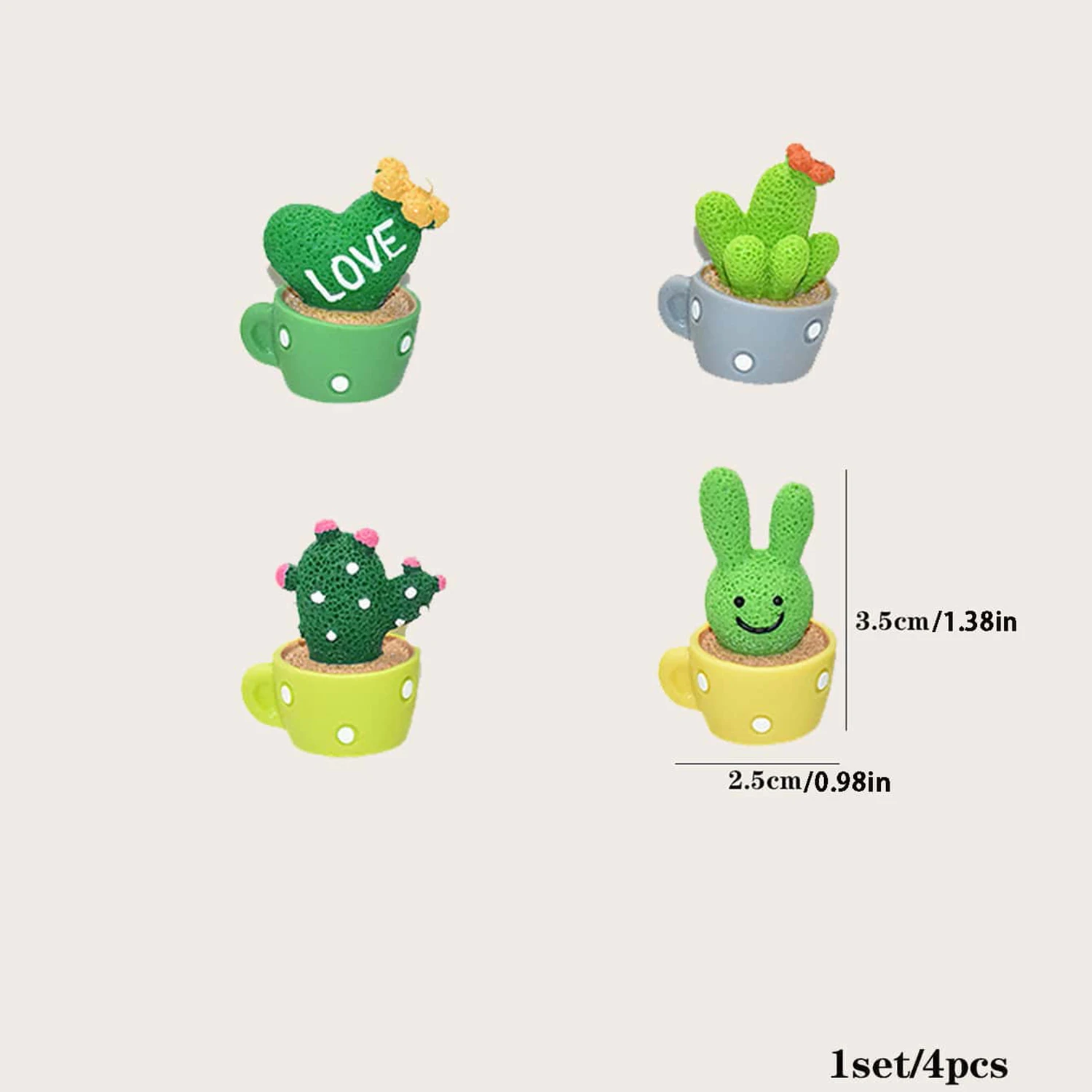 4pc/set Mini Simulation Succulent Cactus Resin Crafts Home Desktop Car Interior Decorative Ornaments - Image 8
