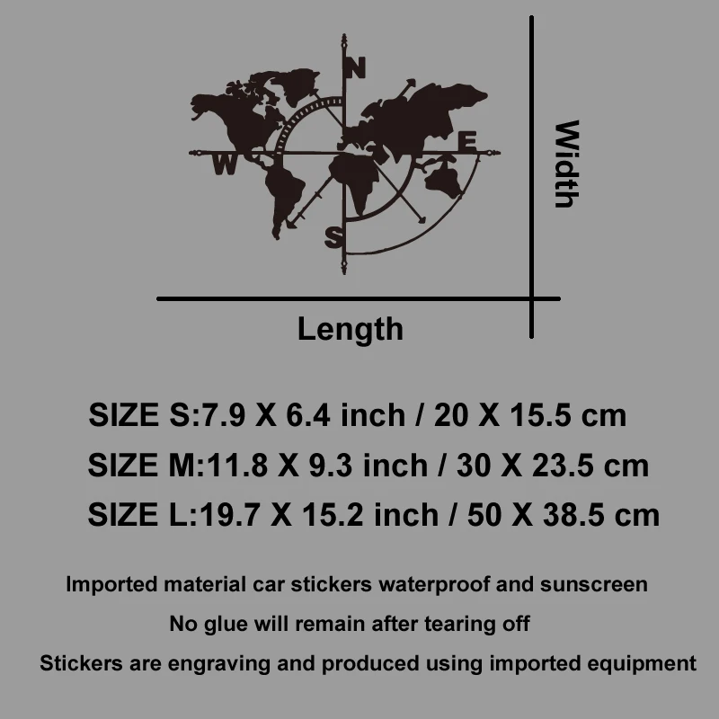 Compass World Map Art Decals Outdoor adventure designs outdoor adventure stickers nature themed decorations durable vinyl - Image 6