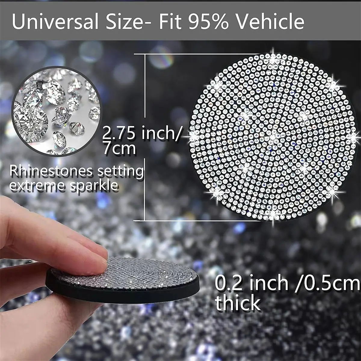 2pcs Imitation Diamond Fashion Car Cup Cushion Bling Car Cup Holder Coaster Anti-slip Popular and fashionable coasters - Image 3
