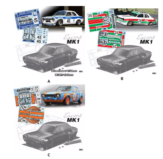 1/10 Escort MK1 RC PC body shell 190mm width Transparent drift body shell with Lampshade mirror for 1/10 hsp hpi trax Tamiya - Image 5