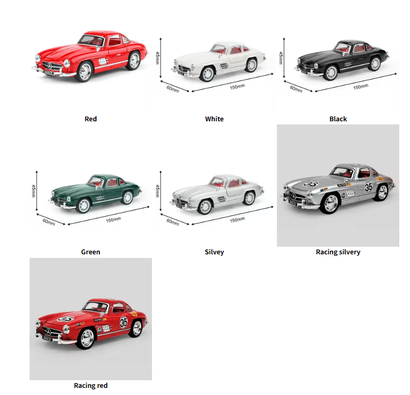 1:32 300SL Alloy Retro Car Model Diecasts Metal Classic Vehicles Car Model Simulation Sound and Light Collection Kids Toys Gifts - Image 5