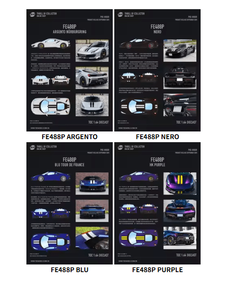 TOC 1:64 FE488P H.K .PURPLE NERO ARGENTO NURBURGRING BLU TOUR DE FRANCE Diecast Model Car - Image 4