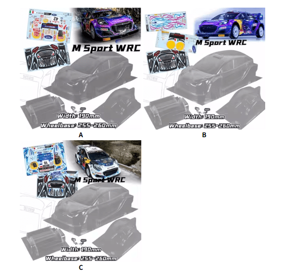 1/10 M Sport WRC Rally RC shell body 190mm width 258mm wheelbase Transparent no painted body shell for RC hsp PTG trax Tamiya - Image 5