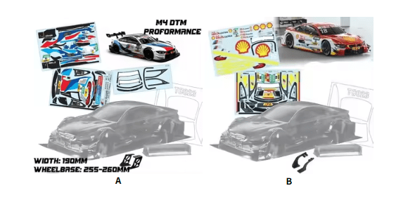 High quality M4 DTM Touring 1/10 drift RC PC body shell lampshade190mm width Transparent drift body for RC hsp hpi trax Tamiya - Image 5