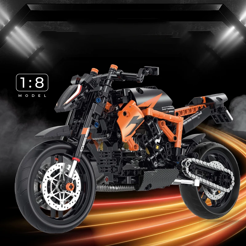 With-box: 1:8 Motorbike Model Building Blocks Sets Racing Moto Bricks Toys Kids Boys Children Birthday Gifts Adult MOC Technical 529Pcs - Image 2