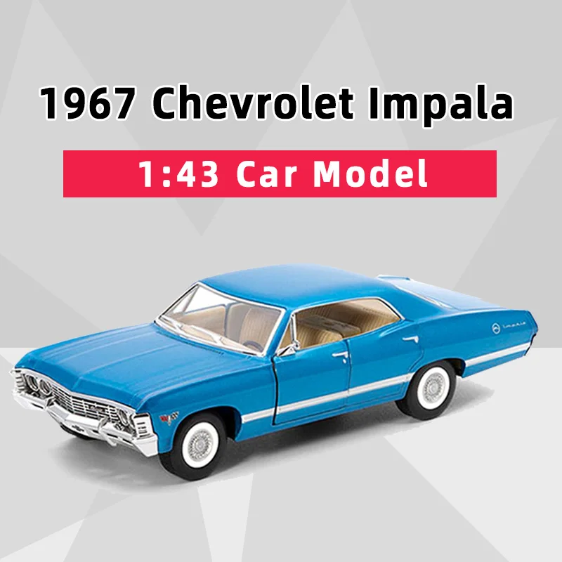kinsmart 1967 Chevrolet Impala Alloy Diecast Car Model 1/43 Toy With Pull Back For Children Gifts Toy Collection