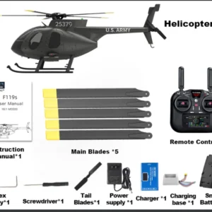 YU XIANG F119S MD500 MH-6 Little Bird GPS RC Helicopter Model RTF 1/16 Scale 250-Class 2.4G 9CH 6G/3D YXZNRC