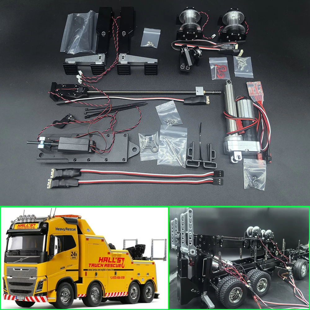 Metal Electric Cylinder Upgrade Kit for 1/14 Tamiya RC Truck 56362 VOLVO Rescue Vehicle