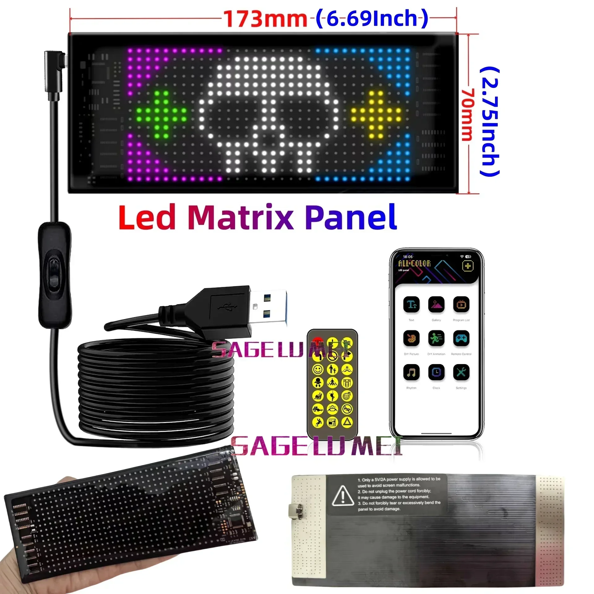 Car Truck Evil's Eye Flexible LED Matrix Pixel Panel DIY Blinking Eyes Animated Screen APP Programmable Soft LED Displays 5V USB - Image 8