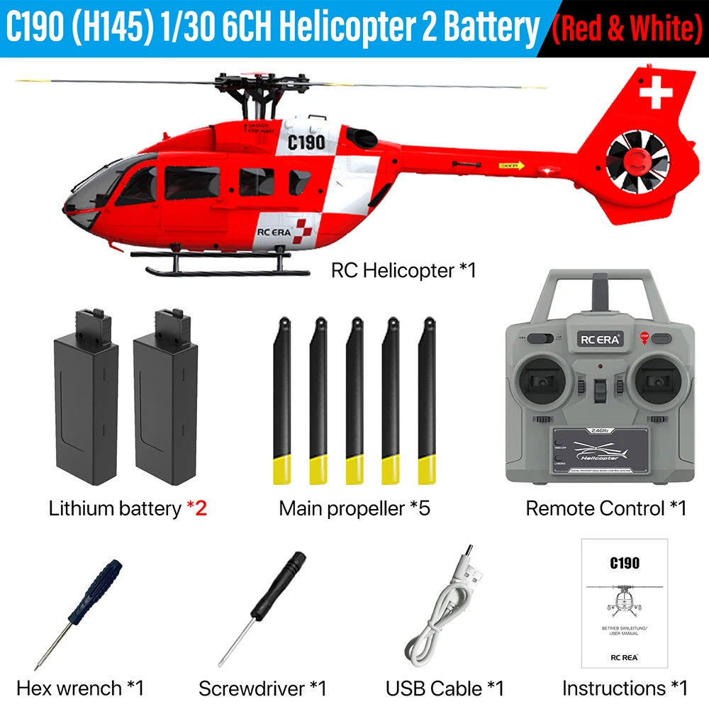 RC ERA C190(H145) Helicopter Dual Brushless 6CH Optical Flow Positioning 311mm Length 6 Axis Gyro 13min Flight RC Airplane - Image 9