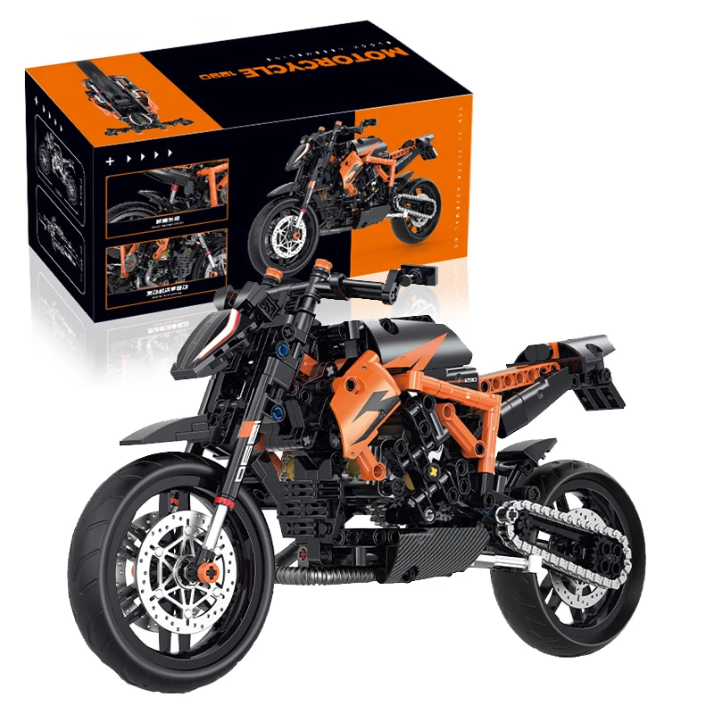 With-box: 1:8 Motorbike Model Building Blocks Sets Racing Moto Bricks Toys Kids Boys Children Birthday Gifts Adult MOC Technical 529Pcs