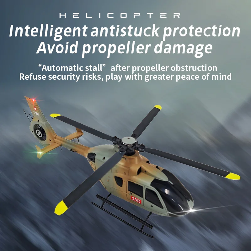 Coolbank 1/36 Scale EC135 6CH RC Helicopter W/ 6-Axis Gyro 3D/6G RC Flying Aircraft Model One Key Take Off/Landing Aircraft Boys - Image 4