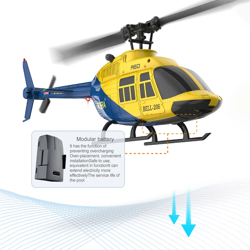 A60 RC Helicopter 2.4G 6-Aixs Gyroscope 4CH Altitude Hold Optical Flow Remote Control Helicopter Toys For Kid Adult - Image 3