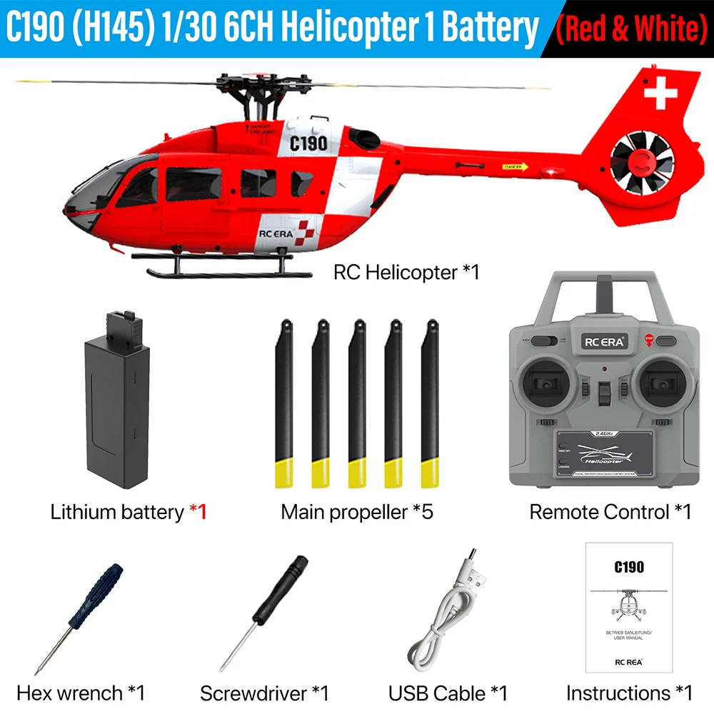 RC ERA C190(H145) Helicopter Dual Brushless 6CH Optical Flow Positioning 311mm Length 6 Axis Gyro 13min Flight RC Airplane - Image 7