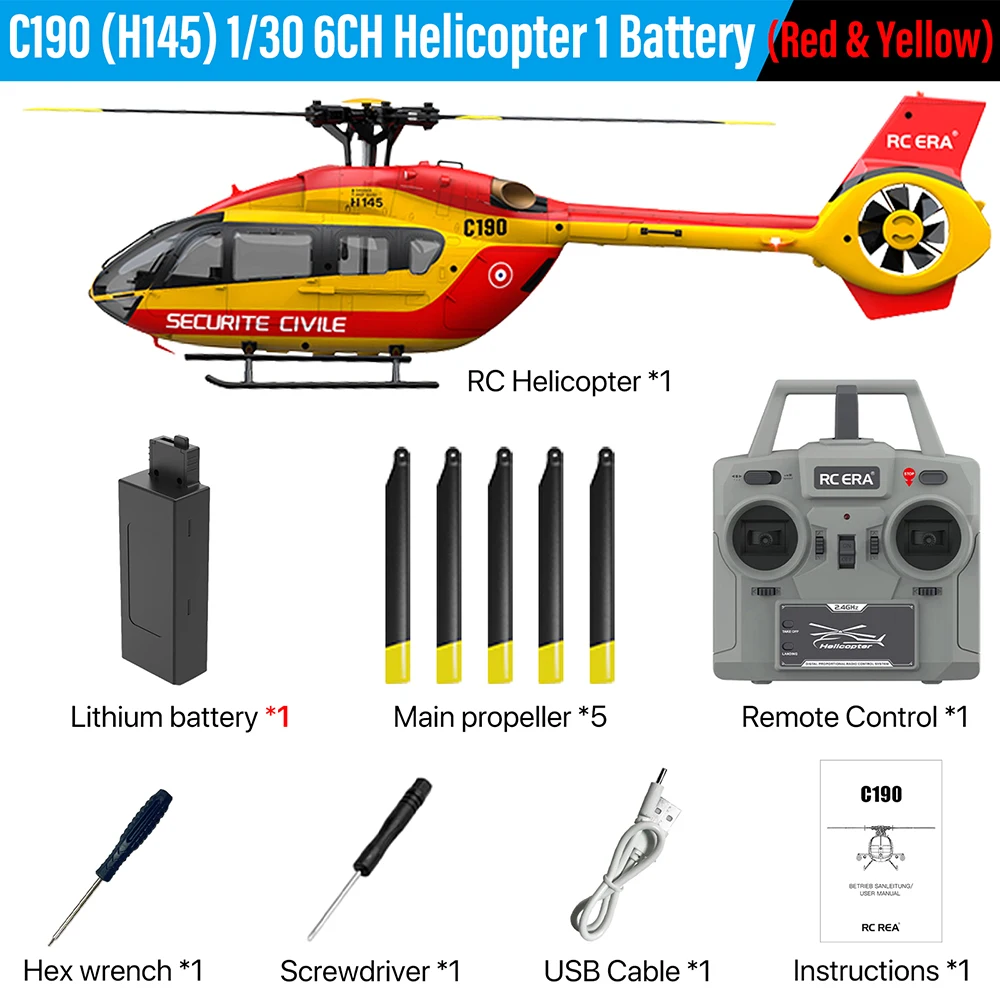 RC ERA C190(H145) Helicopter Dual Brushless 6CH Optical Flow Positioning 311mm Length 6 Axis Gyro 13min Flight RC Airplane - Image 8