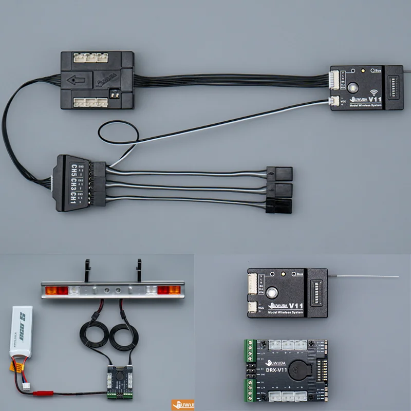 JUWUBA Trailer Wireless Control Lighting Transmitter Receiver for 1/14  Tamiya RC Truck 770S  VOLVO  MAN RC Crawler Car
