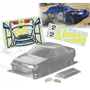 TeamC Bodies 1/10 Legacy Rally Car Body Clear Car Shell W/Rear Wing 3D Mirrors and 555 Decal Stickers set for Rc Drift Toy