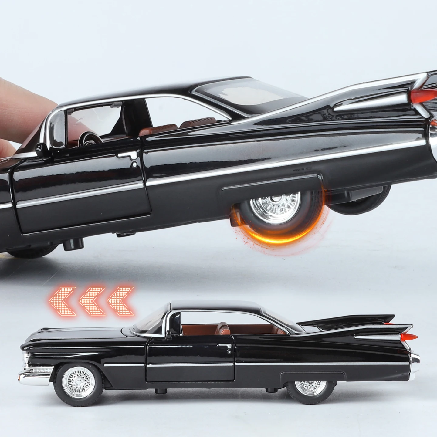 1:32 Cadillac Eldorado Biarritz Classic Retro Car Alloy Metal Diecast Model Car With Sound And Light Pull Back Collection Hobby - Image 4