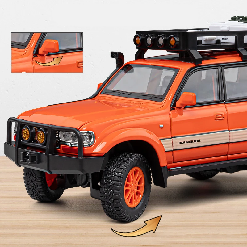 1/24 Toyota Land Cruiser LC80 Alloy Car Model Diecast Metal Off-road Vehicles Car Model Sound and Light Simulation Kids Toy Gift - Image 6