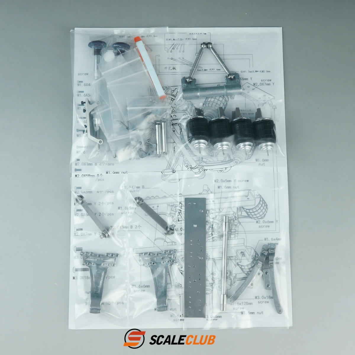 1-Set: Scaleclub For Tamiya 1/14 For Scania R620 730 Upgrade 6x6 6x4 Metal Rear Axle Single Axle Airbag Suspension System - Image 5