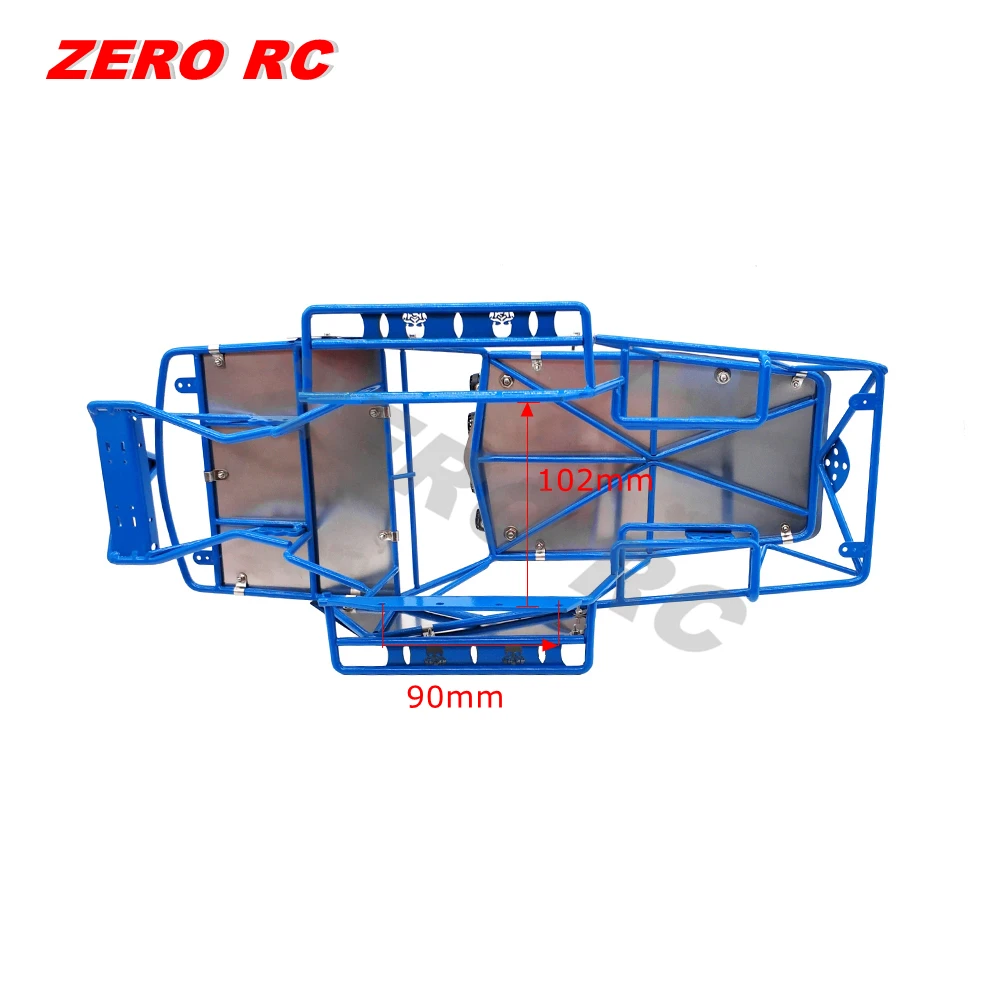 BLACK: RC 1/10 SCALE TRUCK AXIAL WRAITH METAL ROLL CAGE FRAME BODY WITH ROOF RACK LED LIGHT AND STAINLESS STEEL SHEETS 90018 90045 - Image 5