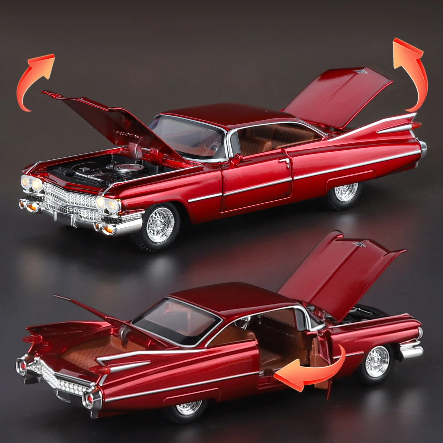 1:32 Cadillac Eldorado Biarritz Classic Retro Car Alloy Metal Diecast Model Car With Sound And Light Pull Back Collection Hobby - Image 5