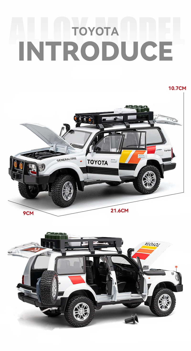 1/24 Toyota Land Cruiser LC80 Alloy Car Model Diecast Metal Off-road Vehicles Car Model Sound and Light Simulation Kids Toy Gift - Image 5