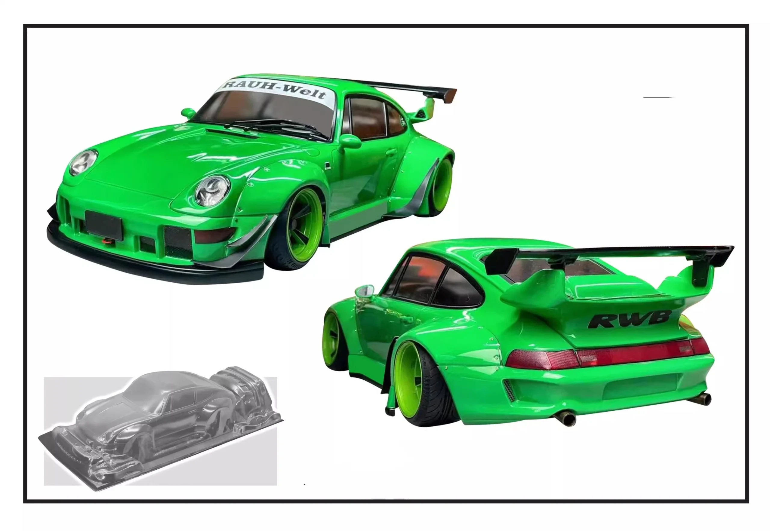 1/10 RWB 993 Wide RC Drift Body Rally PC Shell 195mm Width 260mm Wheelbase Lampshade No Painted Body RC Hsp Hpi Trax Tamiya LC - Image 3