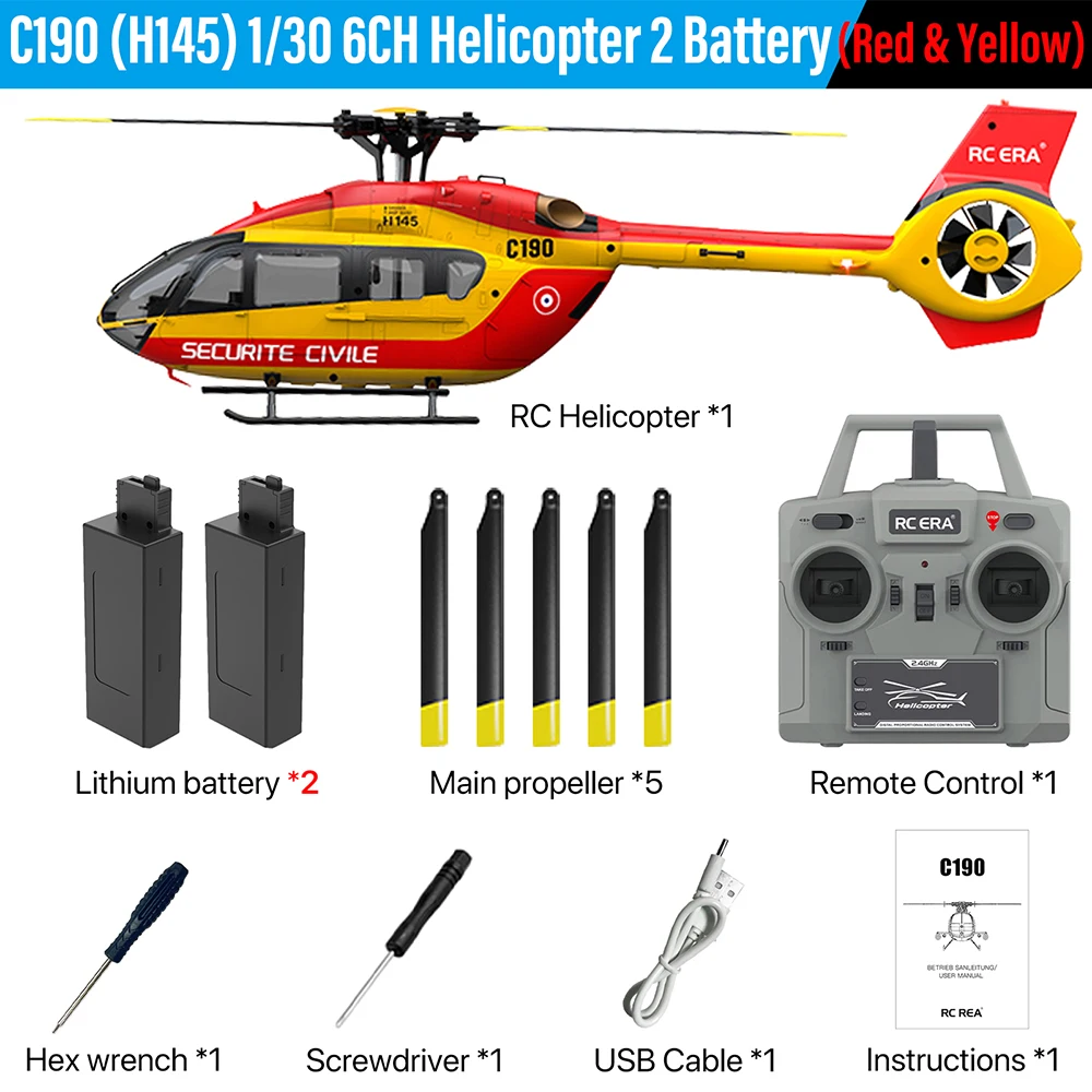 RC ERA C190(H145) Helicopter Dual Brushless 6CH Optical Flow Positioning 311mm Length 6 Axis Gyro 13min Flight RC Airplane - Image 10