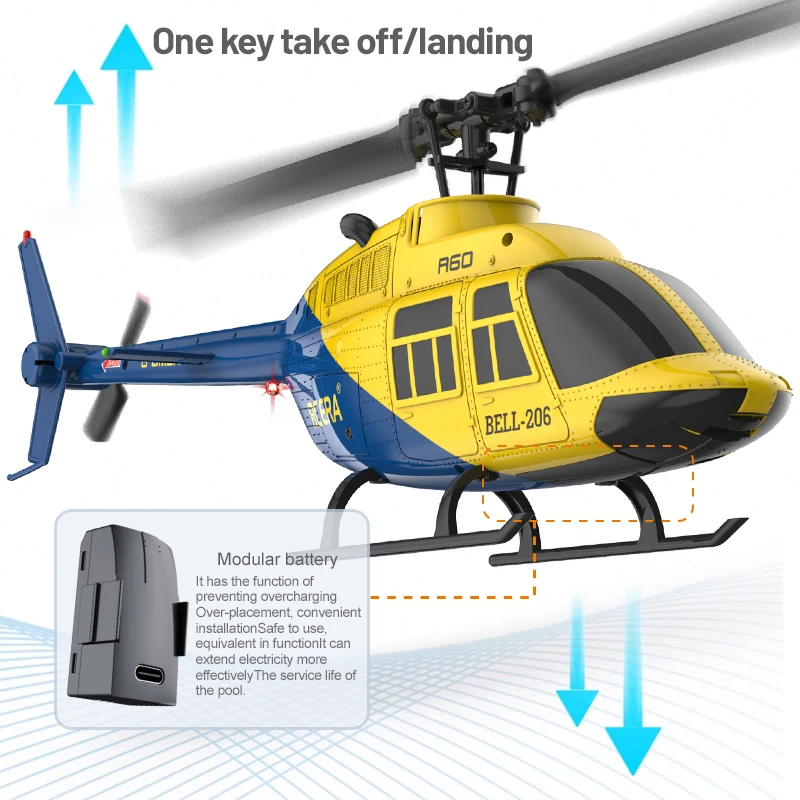 1: 42 A60 RC Helicopter Four Channel Single Blade Aileron Free BELL206 Helicopter With Gyroscope RC Toy Children Gifts - Image 4