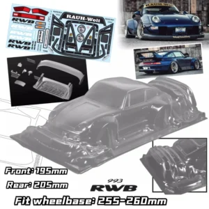 1/10 RWB 993 Wide RC Drift Body Rally PC Shell 195mm Width 260mm Wheelbase Lampshade No Painted Body RC Hsp Hpi Trax Tamiya LC