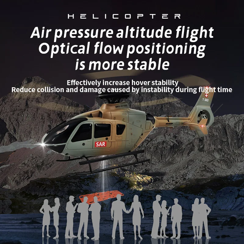 Coolbank 1/36 Scale EC135 6CH RC Helicopter W/ 6-Axis Gyro 3D/6G RC Flying Aircraft Model One Key Take Off/Landing Aircraft Boys - Image 3