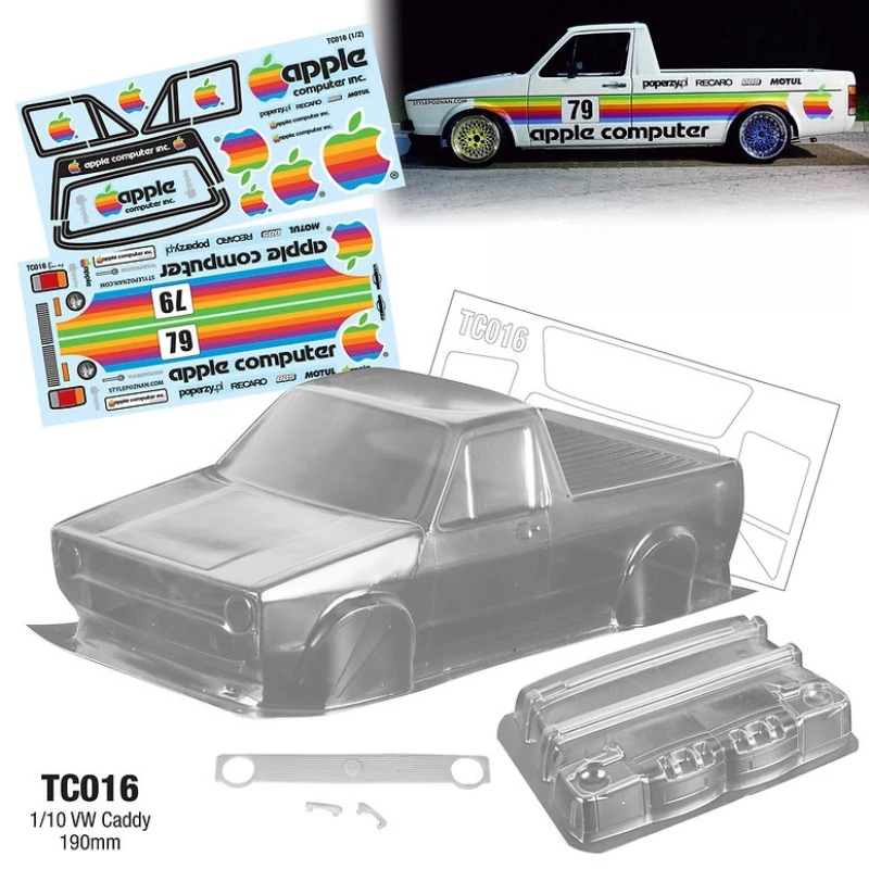 clear-body-sets: TC016 1/10 VW Caddy Clear Body shell 190mm With F/R Bumper and Light Buckle for RC Drift Car Tamiya tt02 Kyosho Yokomo