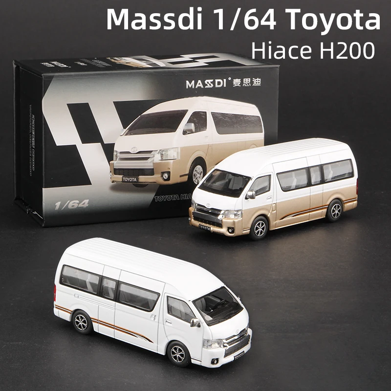 Massdi 1:64 Toyota Hiace H200 Car Model Alloy Bus Miniature Minibus Diecast Vehicles Toy Collection